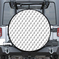 White And Black Fishing Hooks Print Leather Spare Tire Cover