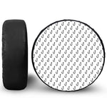 White And Black Fishing Hooks Print Leather Spare Tire Cover