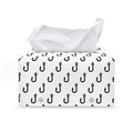 White And Black Fishing Hooks Print Leather Tissue Box Cover