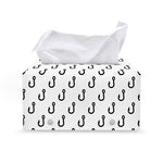 White And Black Fishing Hooks Print Leather Tissue Box Cover