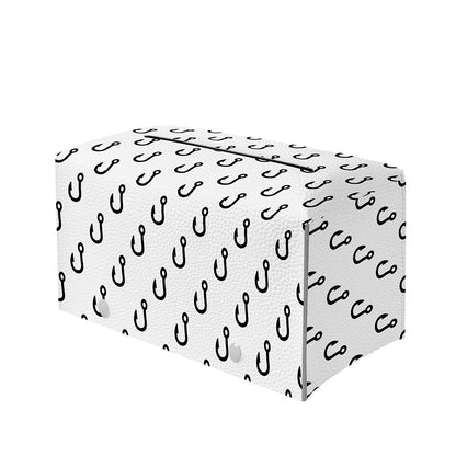 White And Black Fishing Hooks Print Leather Tissue Box Cover