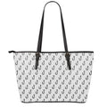 White And Black Fishing Hooks Print Leather Tote Bag With Zipper