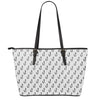 White And Black Fishing Hooks Print Leather Tote Bag