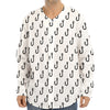 White And Black Fishing Hooks Print Long Sleeve Baseball Jersey