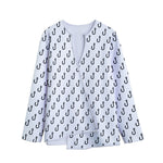 White And Black Fishing Hooks Print Long Sleeve Short Coat