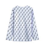 White And Black Fishing Hooks Print Long Sleeve Short Coat