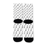 White And Black Fishing Hooks Print Long Socks