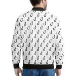 White And Black Fishing Hooks Print Men's Bomber Jacket