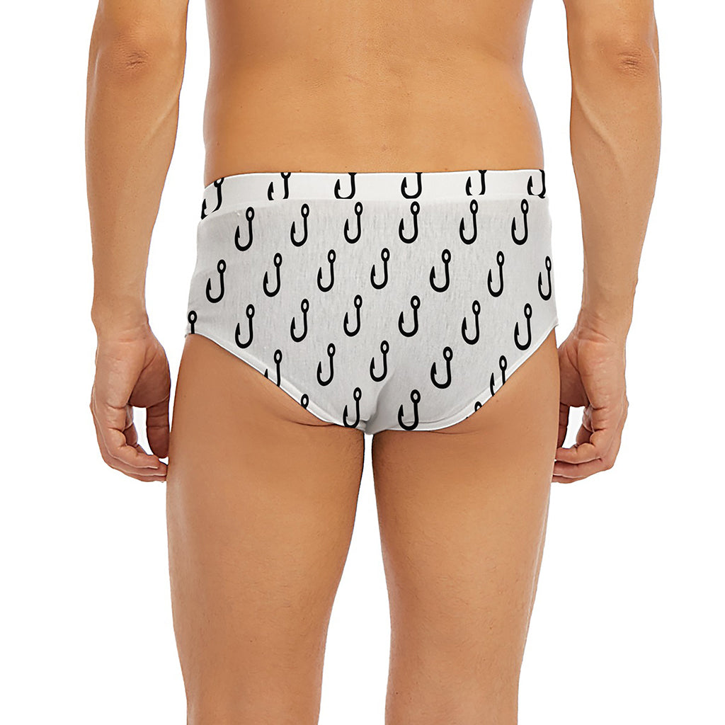 White And Black Fishing Hooks Print Men's Briefs
