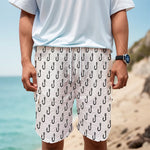 White And Black Fishing Hooks Print Men's Cargo Shorts