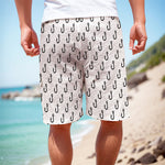 White And Black Fishing Hooks Print Men's Cargo Shorts