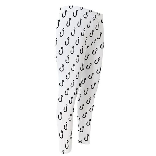 White And Black Fishing Hooks Print Men's Compression Pants