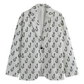White And Black Fishing Hooks Print Men's Cotton Blazer