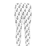 White And Black Fishing Hooks Print Men's leggings
