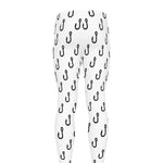 White And Black Fishing Hooks Print Men's leggings