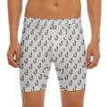 White And Black Fishing Hooks Print Men's Long Boxer Briefs
