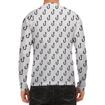 White And Black Fishing Hooks Print Men's Long Sleeve Rash Guard