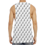 White And Black Fishing Hooks Print Men's Muscle Tank Top