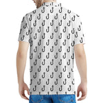 White And Black Fishing Hooks Print Men's Polo Shirt