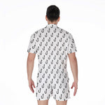 White And Black Fishing Hooks Print Men's Rompers