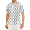 White And Black Fishing Hooks Print Men's Short Sleeve Rash Guard