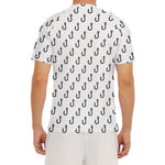 White And Black Fishing Hooks Print Men's Short Sleeve Rash Guard