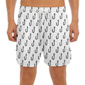 White And Black Fishing Hooks Print Men's Split Running Shorts