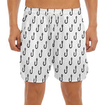 White And Black Fishing Hooks Print Men's Split Running Shorts