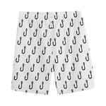 White And Black Fishing Hooks Print Men's Sports Shorts