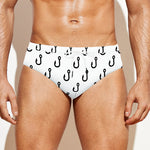 White And Black Fishing Hooks Print Men's Swim Briefs