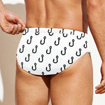 White And Black Fishing Hooks Print Men's Swim Briefs