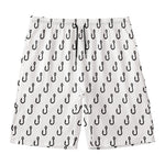 White And Black Fishing Hooks Print Men's Swim Trunks