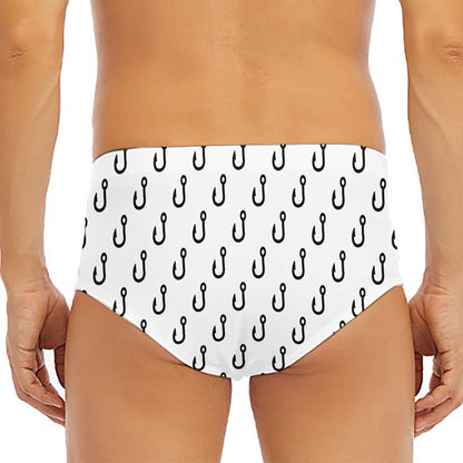 White And Black Fishing Hooks Print Men's Triangle Swim Briefs