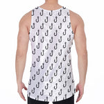 White And Black Fishing Hooks Print Men's Velvet Tank Top