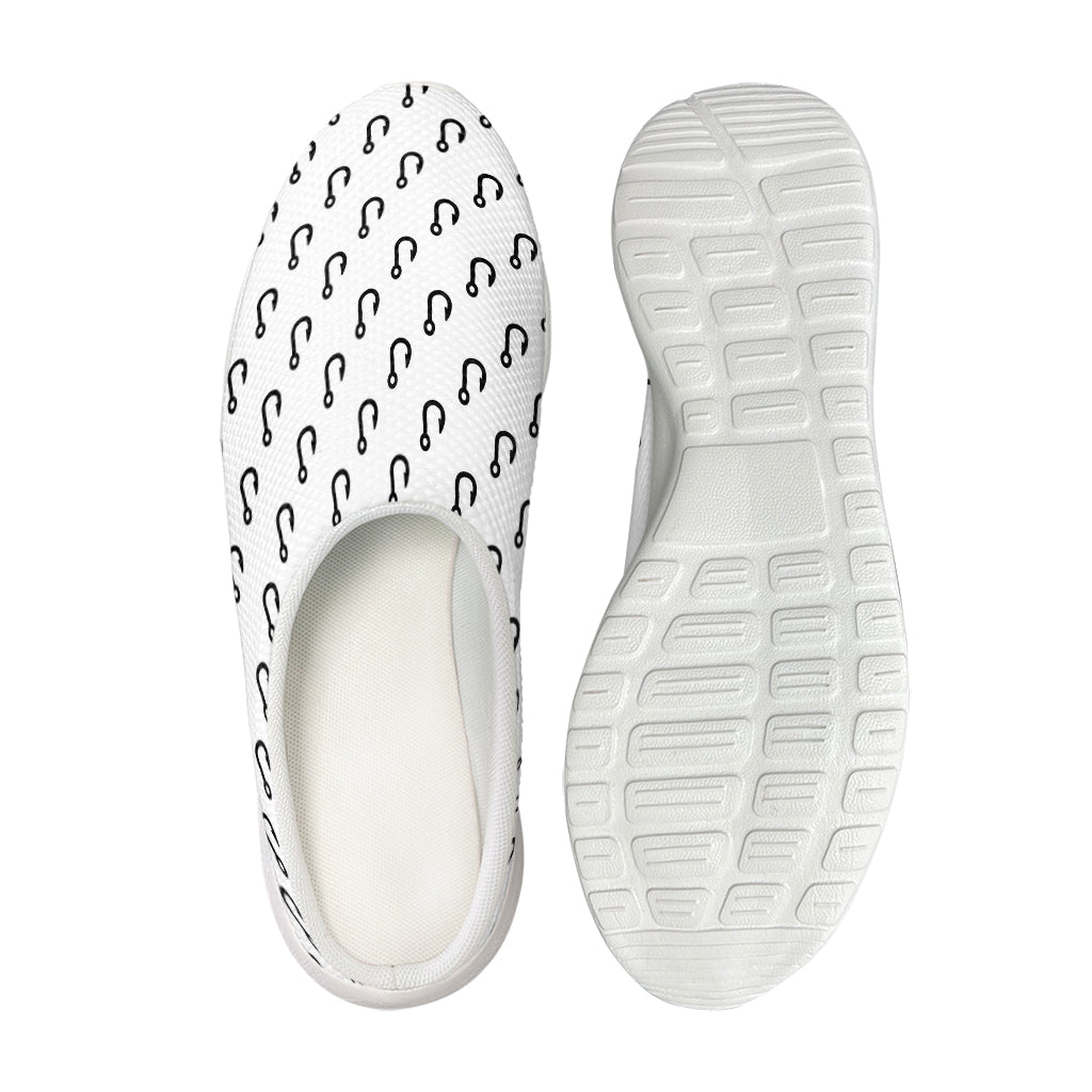 White And Black Fishing Hooks Print Mesh Casual Shoes