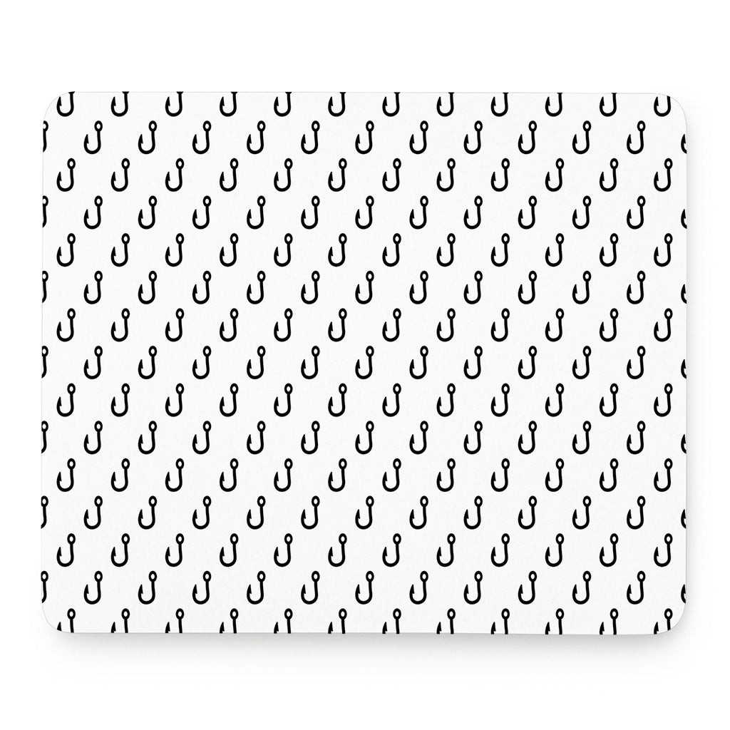White And Black Fishing Hooks Print Mouse Pad