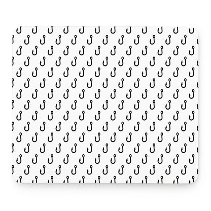 White And Black Fishing Hooks Print Mouse Pad