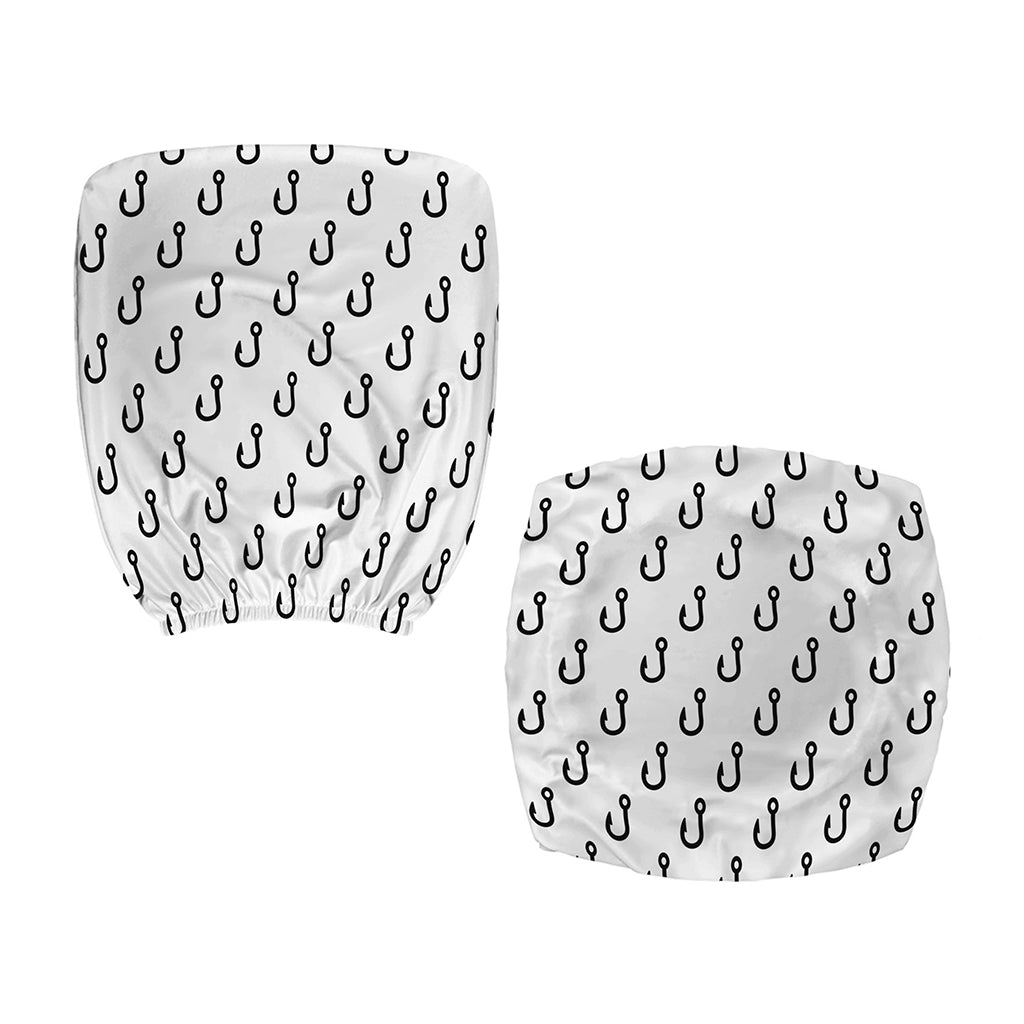 White And Black Fishing Hooks Print Office Chair Cover