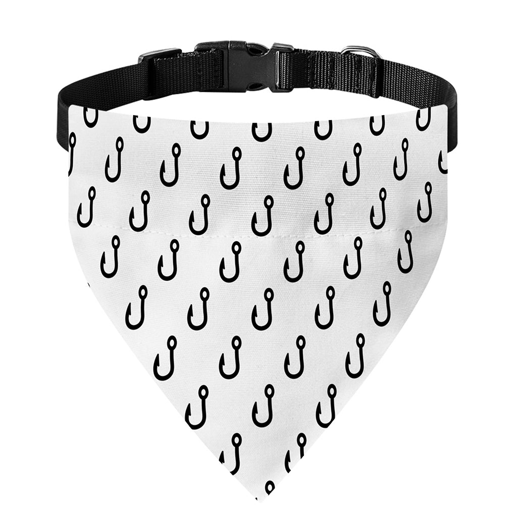 White And Black Fishing Hooks Print Over The Collar Dog Bandana