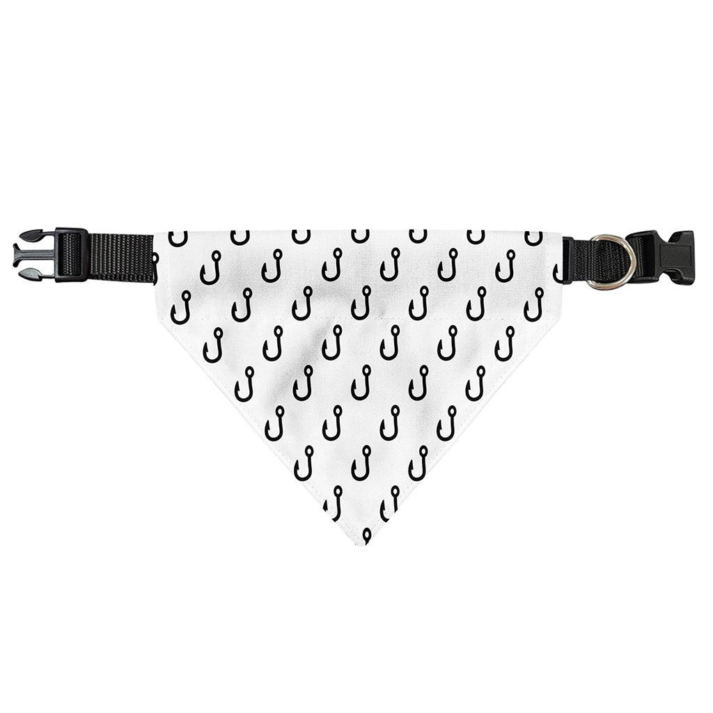 White And Black Fishing Hooks Print Over The Collar Dog Bandana