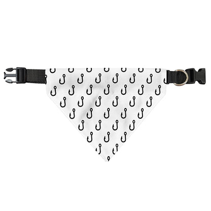 White And Black Fishing Hooks Print Over The Collar Dog Bandana