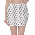 White And Black Fishing Hooks Print Pencil Mini Skirt