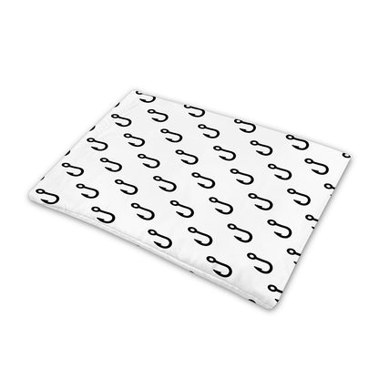 White And Black Fishing Hooks Print Pet Cooling Mat Cover