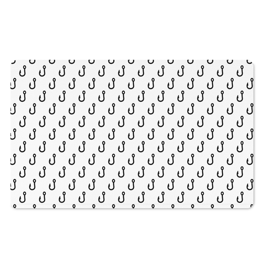 White And Black Fishing Hooks Print Polyester Doormat