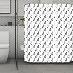 White And Black Fishing Hooks Print Polyester Shower Curtain