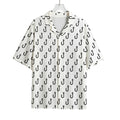 White And Black Fishing Hooks Print Rayon Hawaiian Shirt