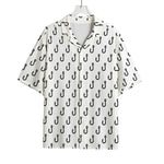 White And Black Fishing Hooks Print Rayon Hawaiian Shirt
