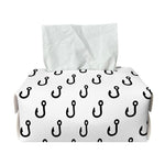 White And Black Fishing Hooks Print Rectangle Tissue Box Cover
