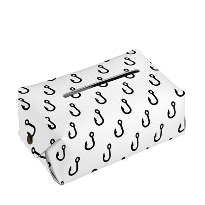 White And Black Fishing Hooks Print Rectangle Tissue Box Cover