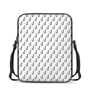 White And Black Fishing Hooks Print Rectangular Crossbody Bag